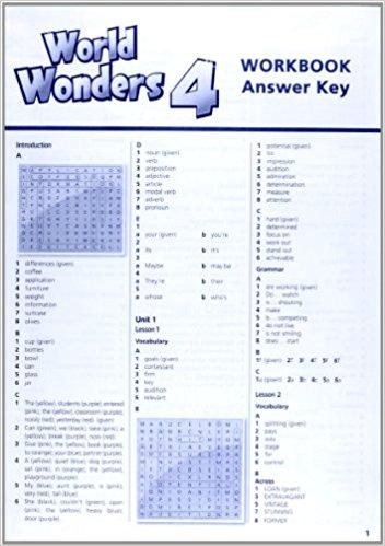 Посібник «World Wonders 4. Workbook Answer Key (відповіді...