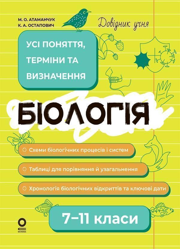 Біологія. Усі поняття, терміни та визначення. 7–11...