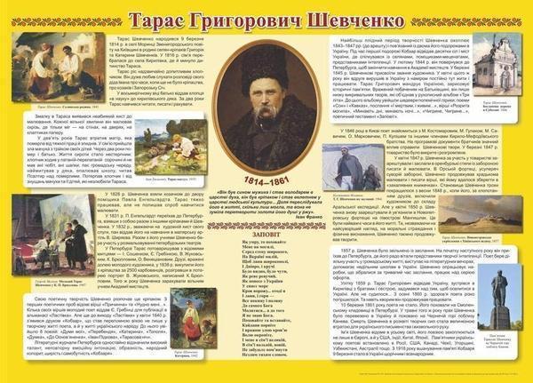 Біографія Т. Г. Шевченка. Плакат