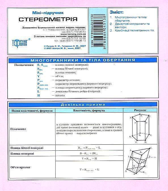 Стереометрія. Міні-підручник