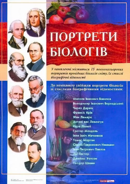Комплект плакатів "Портрети біологів"