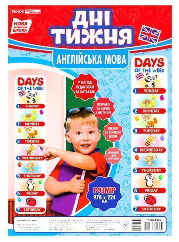 Дні тижня. Англійська мова. Набір для оформлення інтер'єру...