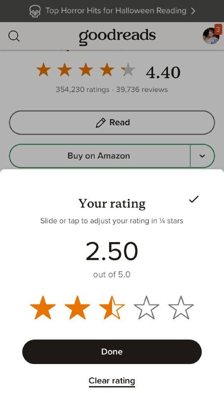На платформі Goodreads з'явилася можливість ставити дробові оцінки книгам
