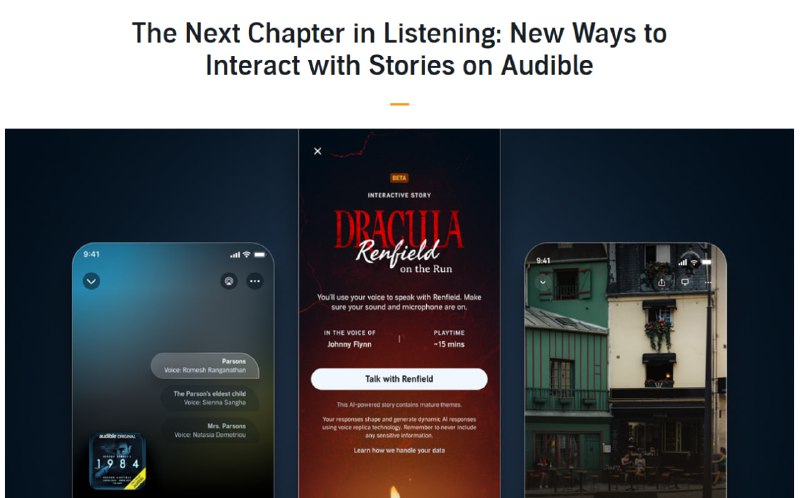 Audible запускає інтерактивні аудіокнижки з можливістю спілкування з персонажами за допомогою ШІ
